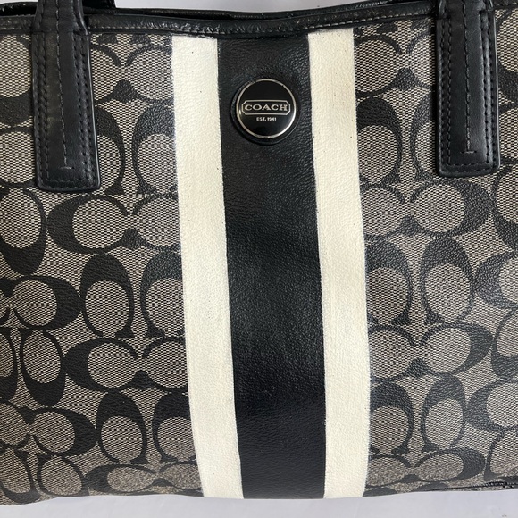 Coach black signature logo shoulder tote bags F22908 - Picture 4 of 11